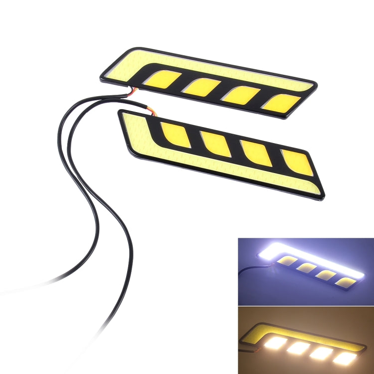 2 PCS DC 12V 10W 800LM 5500K Car DRL Daytime Running Lights Lamp,Cable Length:25cm(White Light + Yellow Light), Multi-Color+10W 800LM/5500K