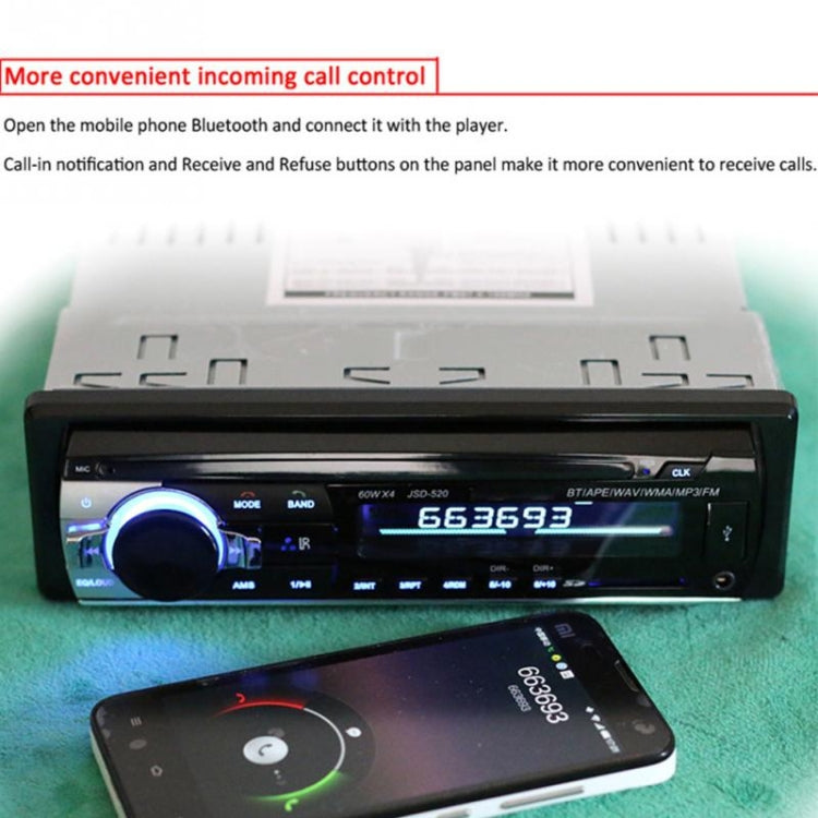 JSD-520 Car Stereo Radio MP3 Audio Player Support Bluetooth Hand-free Calling / FM / USB / SD, Ordinary Version, JSD-520, Ordinary Version