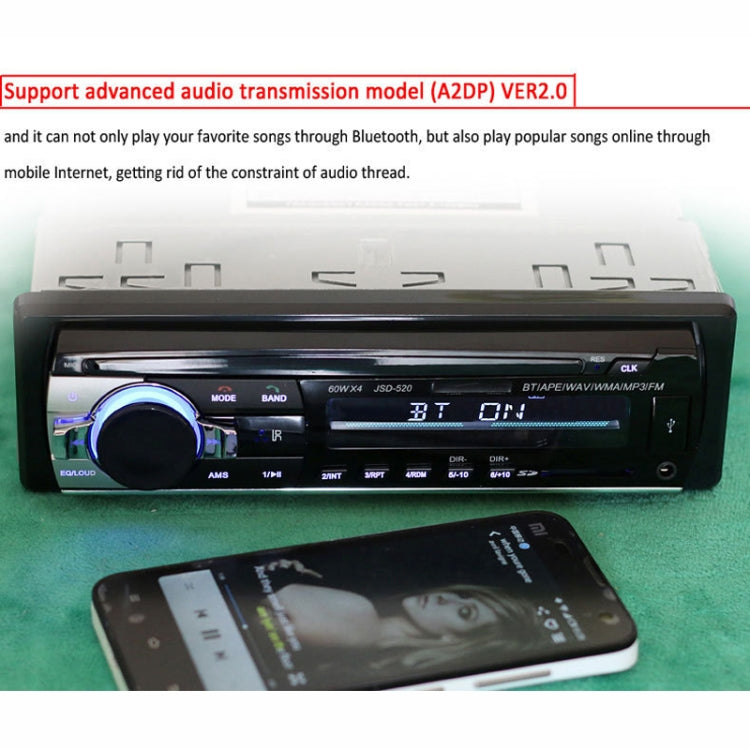 JSD-520 Car Stereo Radio MP3 Audio Player Support Bluetooth Hand-free Calling / FM / USB / SD, Ordinary Version, JSD-520, Ordinary Version
