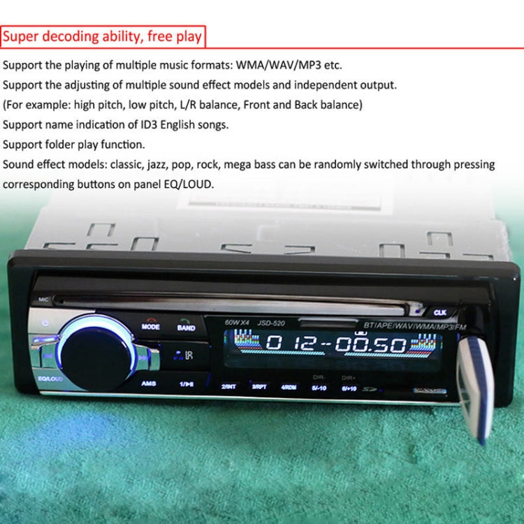 JSD-520 Car Stereo Radio MP3 Audio Player Support Bluetooth Hand-free Calling / FM / USB / SD, Ordinary Version, JSD-520, Ordinary Version