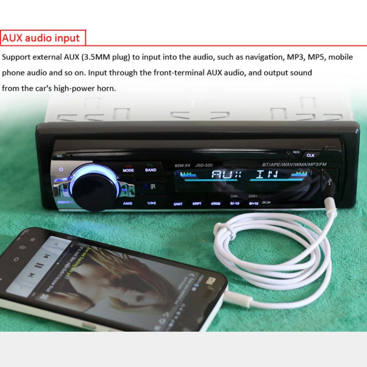 JSD-520 Car Stereo Radio MP3 Audio Player Support Bluetooth Hand-free Calling / FM / USB / SD, Ordinary Version, JSD-520, Ordinary Version