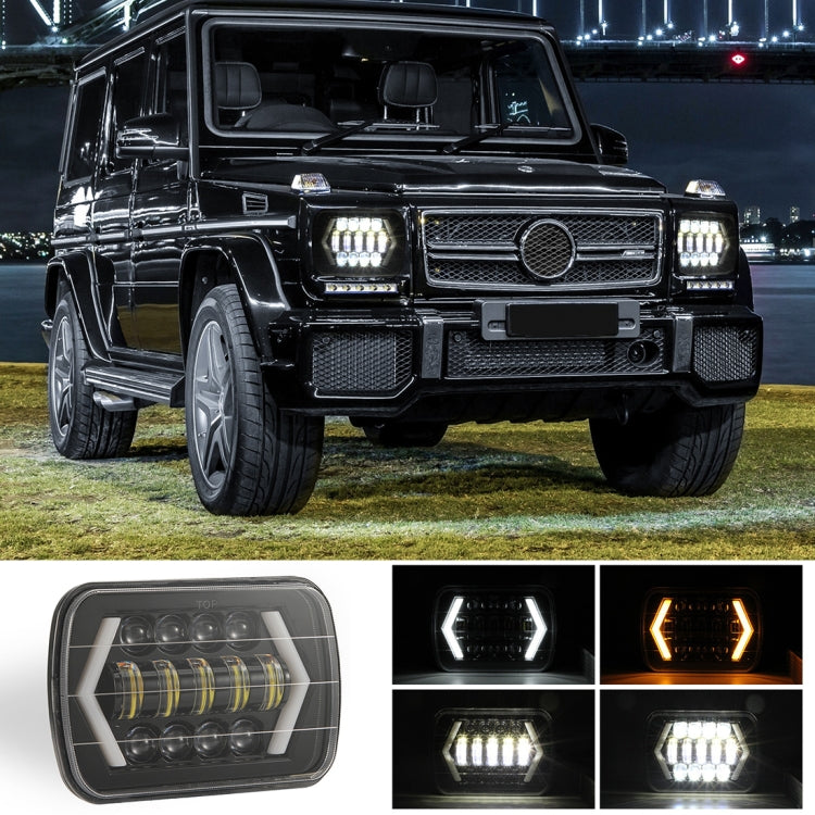 7 inch H4 DC 9V-30V 3000LM 6000K 30W IP67 8LED Lamp Beads Car Square Shape LED Headlight Lamps for Jeep Wrangler, Square Shape