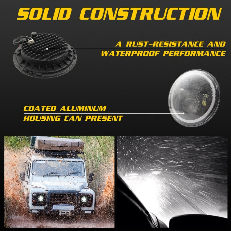 7 inch H4 / H13 DC 9V-30V 3000LM 6000K 30W IP67 4LED Lamp Beads Car Round Shape LED Headlight Lamps for Jeep Wrangler / Harley, with Angel Eye, Round Shape