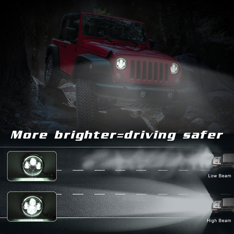 7 inch H4 / H13 DC 9V-30V 3000LM 6000K 30W IP67 4LED Lamp Beads Car Round Shape LED Headlight Lamps for Jeep Wrangler / Harley, with Angel Eye, Round Shape