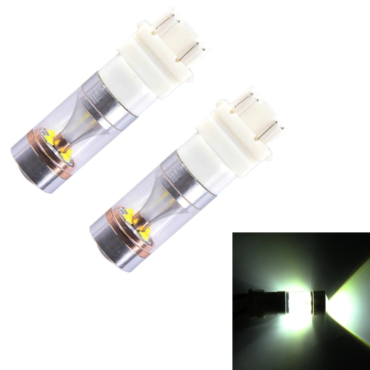 2 PCS T25/3157 Dual Wires 2300 LM 6000K 30W White Light 6 LED CREE Canbus Car Brake Light Bulb, DC 12V, T25