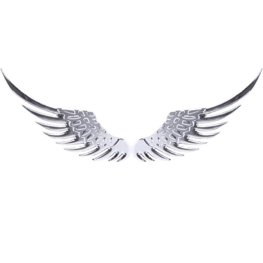 3D Angel Wing Metal Sticker Decal Auto Car Emblem Decal Decoration Color Silver