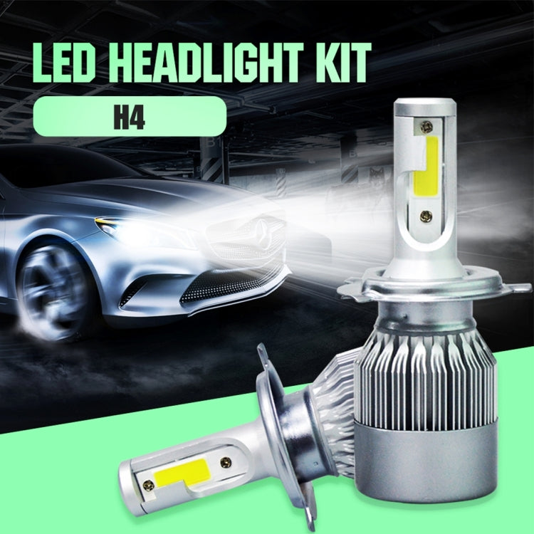 2pcs H4 18W 1800LM 6000K Waterproof IP68 Car Auto LED Headlight with 2 COB LED Lamps, DC 9-36V, H4