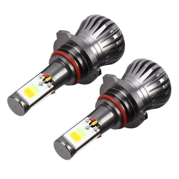 2 PCS 9006 HB4 6W 400LM Car LED Three-side COB Chips Fog Light Lamp Replacement, (White Light+Yellow Light), 9006 HB4