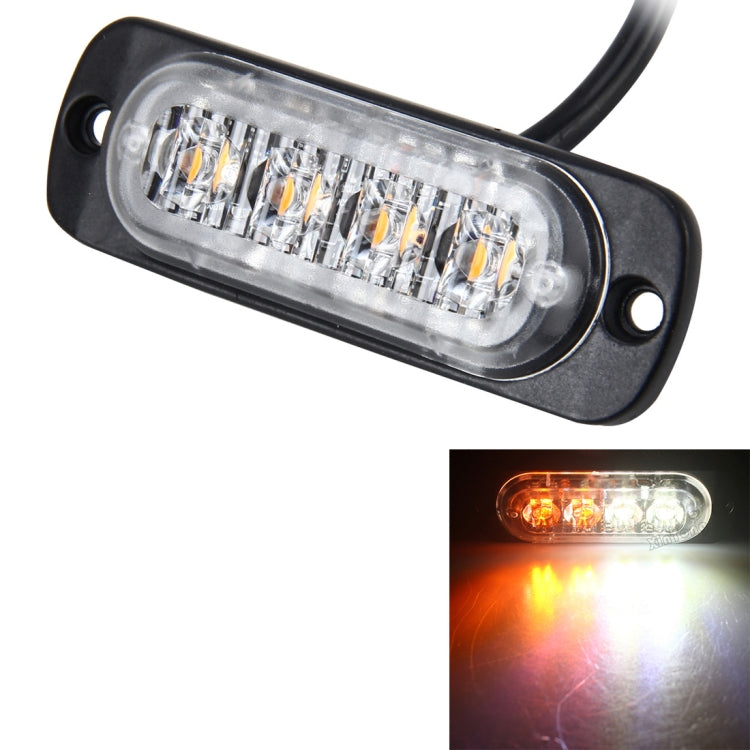 DC 12V-24V 2W 4LEDs SMD-2835 Lamps 17 Flash Patterns 3 Lines Car Flash Lamp Waterproof Car Truck Emergency Strobe Flash Warning Light, Cable Length: 90cm, 4LEDs