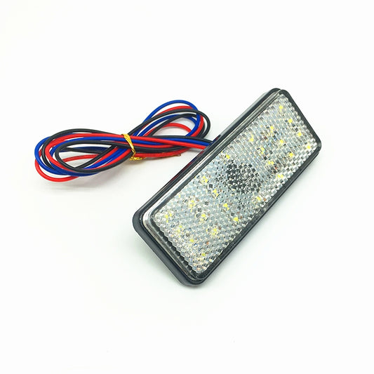 2 PCS Motorcycle Car Trailer DC 12-15V 24-LED Indicator Lamp Reflector Rectangle Marker Tail Light, Light Color: Red (Steady + Flash Lighting)