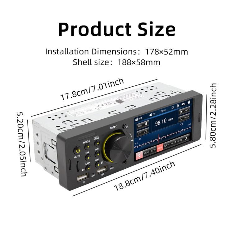 SWM-7805C 4.1 inch Touch Screen Universal Car Radio Receiver MP5 Player, Support FM & Bluetooth & TF Card with Remote Control, SWM-7805C