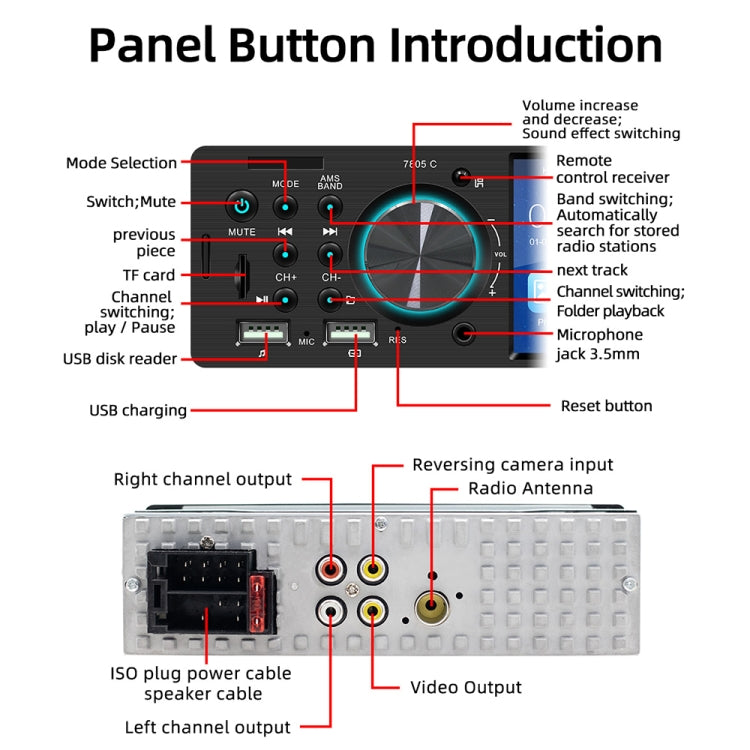 SWM-7805C 4.1 inch Touch Screen Universal Car Radio Receiver MP5 Player, Support FM & Bluetooth & TF Card with Remote Control, SWM-7805C