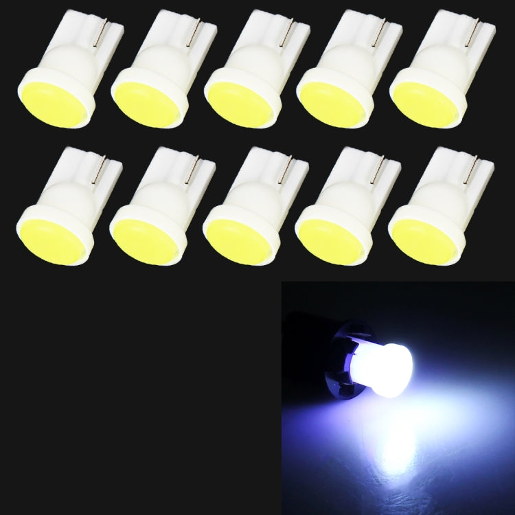 10 PCS T10/W5W/194/501/168 0.4W 20LM 6500K COB Bulbs Car Reading Lamp Clearance Light, DC 12V, White Light