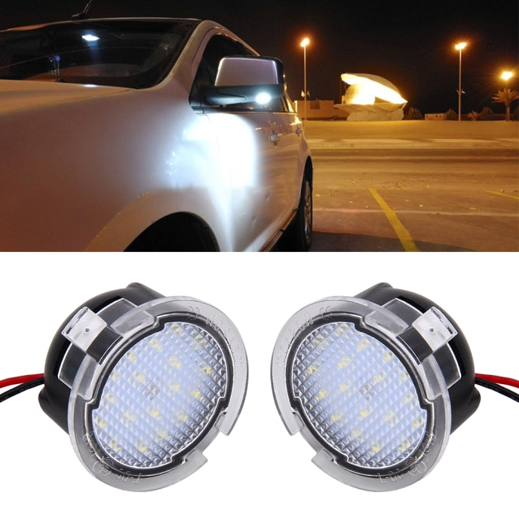 2 PCS DC 12V 2W 6000K 120LM 18-LED Side Rear View Mirror Puddle Lights Lamp for Ford 2013-2017 Explorer/2015-2017 Taurus/2015-2017 Edge/2015-2017 Mondeo, For Ford 2013-2017 Explorer