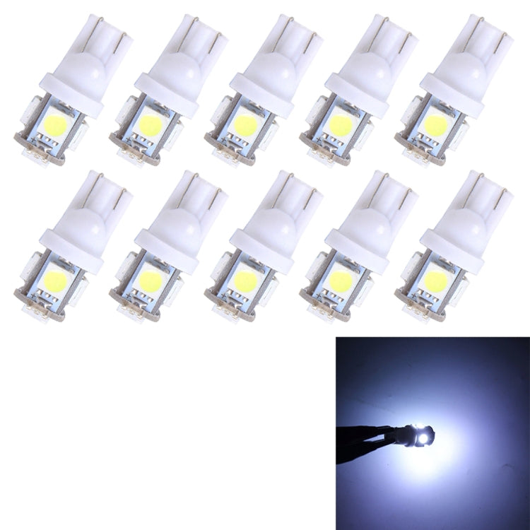 10PCS T10 3W 5500K SMD 5050 5 LED Car Clearance Lights Lamp, DC 12V, 5630-5smd LED