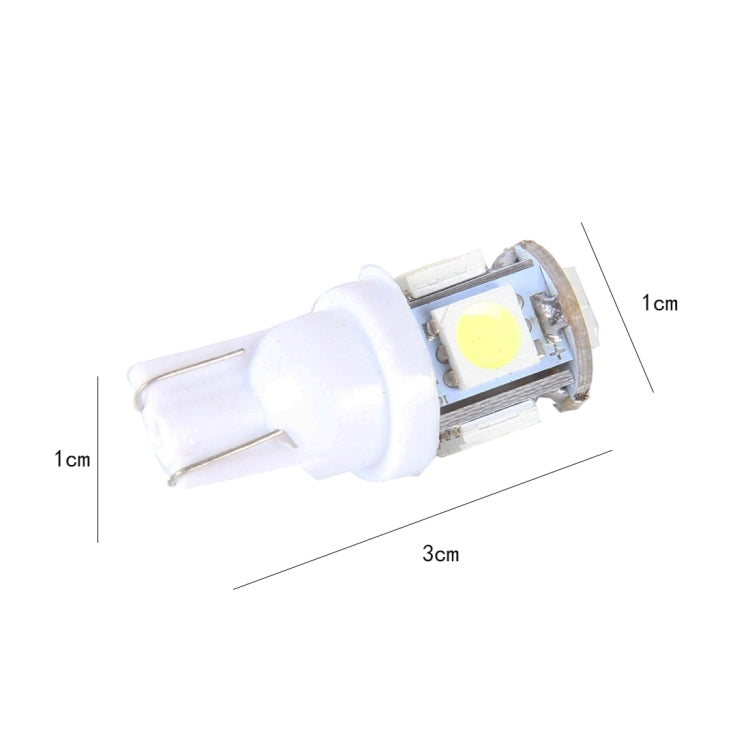 10PCS T10 3W 5500K SMD 5050 5 LED Car Clearance Lights Lamp, DC 12V, 5630-5smd LED