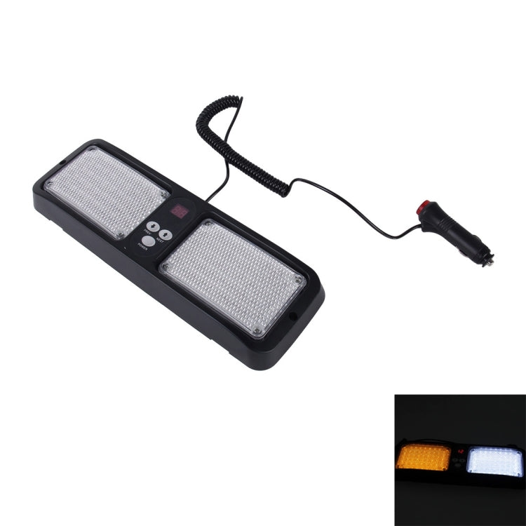 High qulaity DC 12V,9W LED Waterproof Car Sunshade Yellow Light + White Light Warning Lights Strobe Emergency Lights Flashing Light with 12 Kinds Flash Patterns, Yellow+White