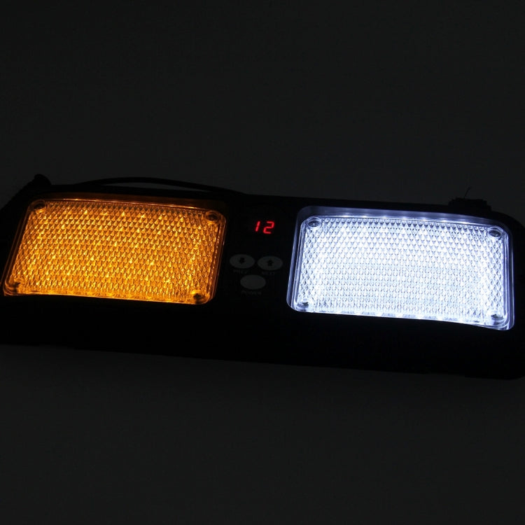 High qulaity DC 12V,9W LED Waterproof Car Sunshade Yellow Light + White Light Warning Lights Strobe Emergency Lights Flashing Light with 12 Kinds Flash Patterns, Yellow+White