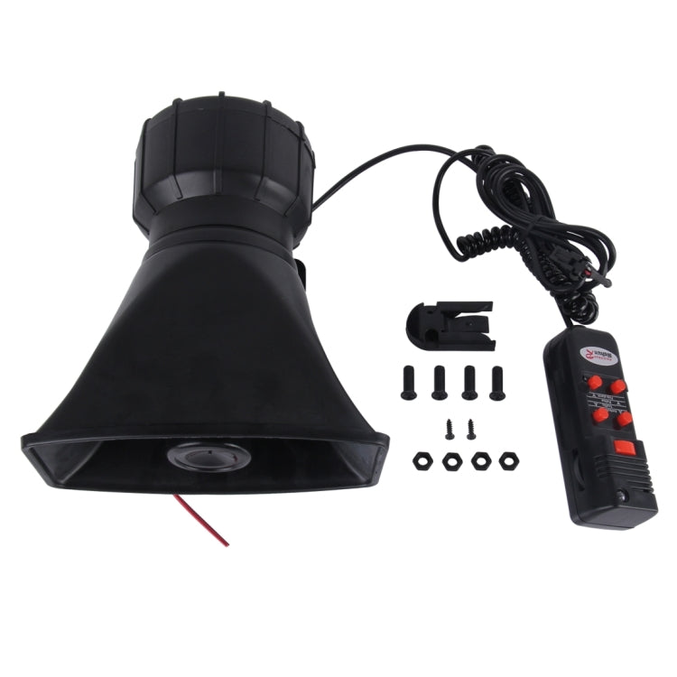 HJS-78005 12V 60W 300dB Car Electric Alarm Air Horn Siren Speaker 5 Sound Tone/ 3 Sound Tone Super Loud With Mic, Cable Length: 60cm, HJS-78005