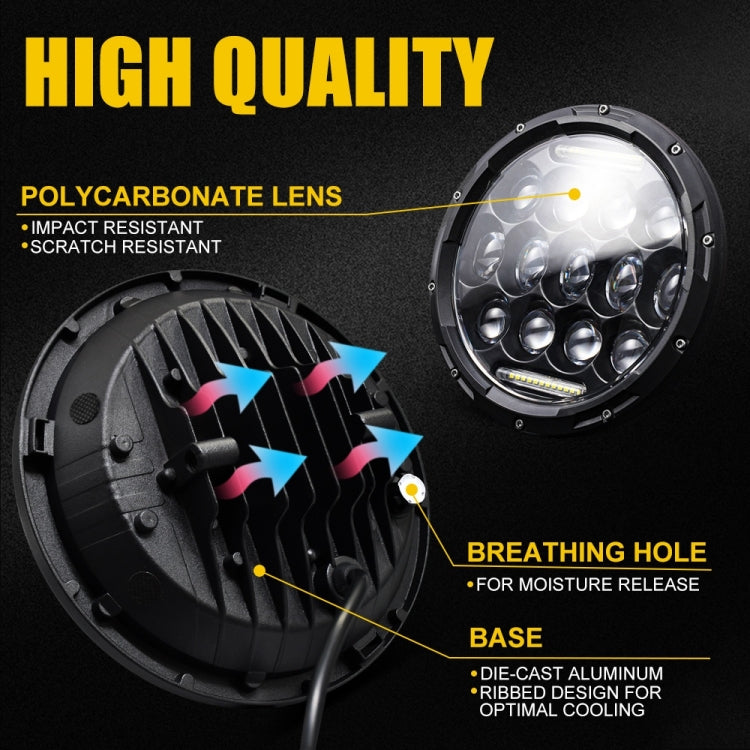 2 PCS 7 inch DC10-48V 36W 6000K Harley Motorcycle Headlight with 12 SMD-5630-LED Lamps and 12 Crystal Lamp Beads, DC10-48V 36W 6000K