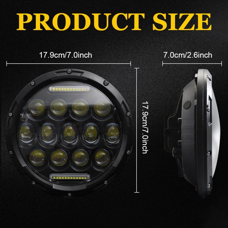 2 PCS 7 inch DC10-48V 36W 6000K Harley Motorcycle Headlight with 12 SMD-5630-LED Lamps and 12 Crystal Lamp Beads, DC10-48V 36W 6000K