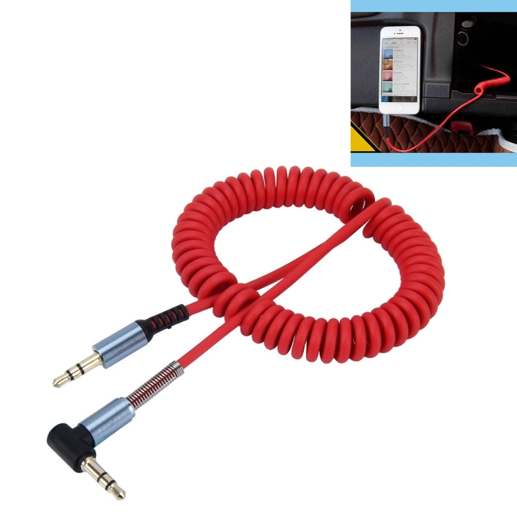 3.5mm 3-pole Male to Male Plug Audio AUX Retractable Coiled Cable, Length: 1.5m, Length: 1.5m(Black), Length: 1.5m (Red)