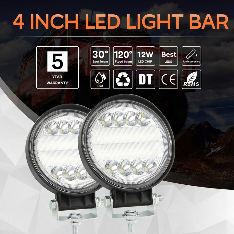 2 PCS 4 inch 15W Spot / Flood Light White Light Round-Shaped Waterproof Car SUV Work Lights Spotlight LED Bulbs, DC 9-30V, 4 inch 15W Round-Shaped