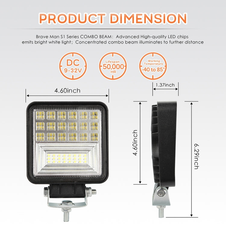 2 PCS 4 inch 20W Spot / Flood Light White Light Square-Shaped Waterproof Car SUV Work Lights Spotlight LED Bulbs, DC 9-30V, 4 inch 20W  Square-Shaped