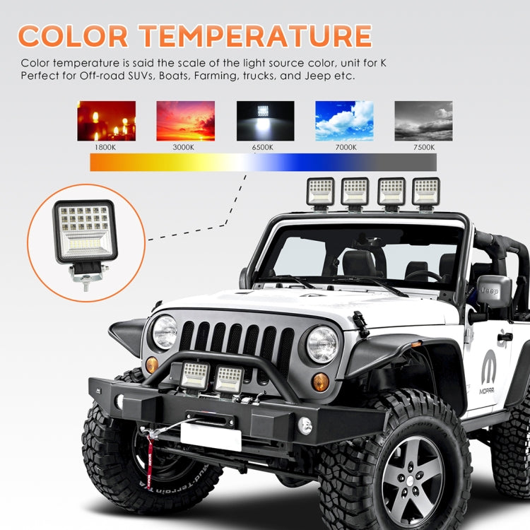 2 PCS 4 inch 20W Spot / Flood Light White Light Square-Shaped Waterproof Car SUV Work Lights Spotlight LED Bulbs, DC 9-30V, 4 inch 20W  Square-Shaped