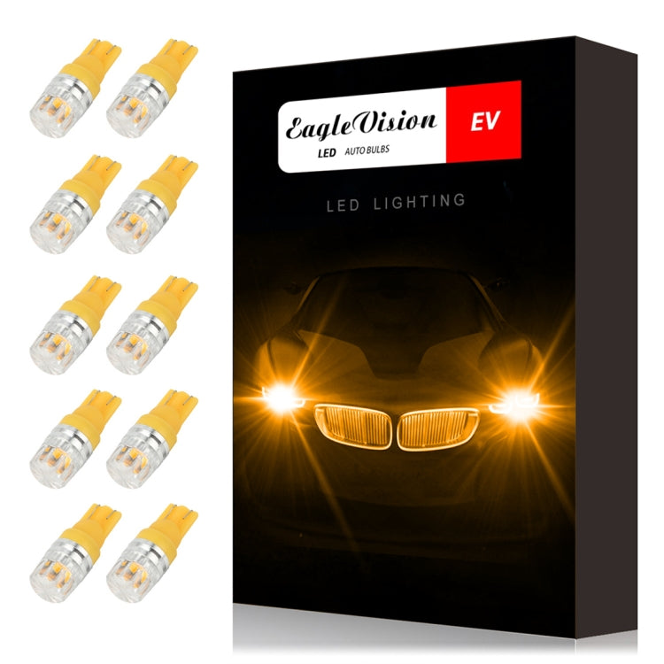 10 PCS T10 2W 100LM IP67 LEDs Bulbs Prismatic Shape Car Lens Decoder Mini Lamps DC 12V, with 2LEDs SMD-5730 Lamps