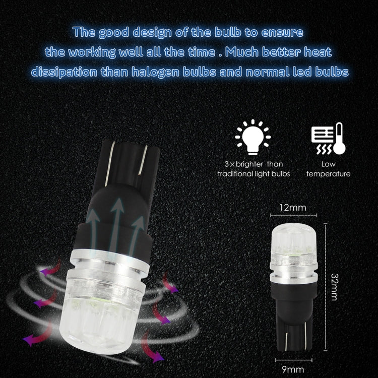 10 PCS T10 2W 100LM IP67 LEDs Bulbs Prismatic Shape Car Lens Decoder Mini Lamps DC 12V, with 2LEDs SMD-5730 Lamps