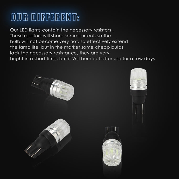 10 PCS T10 2W 100LM IP67 LEDs Bulbs Prismatic Shape Car Lens Decoder Mini Lamps DC 12V, with 2LEDs SMD-5730 Lamps