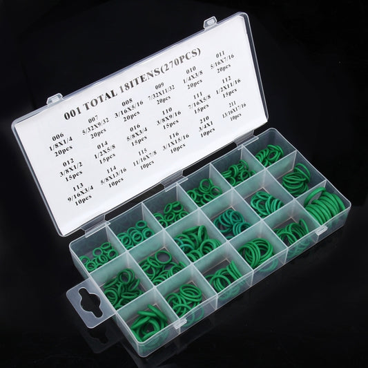 270 PCS Car Auto Vehicle 18 Sizes Assortment Kit Air Conditioning HNBR Seal O-Ring Set