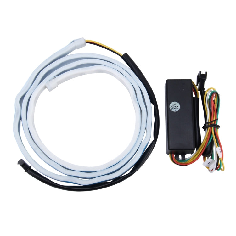 1.2m Car Auto Waterproof Universal Four Color Rear Flowing Light Tail Box Lights with Tail Light Controller, Ice Blue Light Driving Light, White Light Reversing Light, Red Light Brake Light, Yellow Light Turn Signal Light, LED Lamp Strip Tail Decoratio...