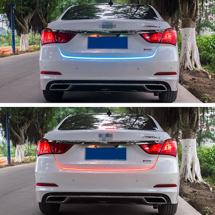 1.2m Car Auto Waterproof Universal Four Color Rear Flowing Light Tail Box Lights with Tail Light Controller, Ice Blue Light Driving Light, White Light Reversing Light, Red Light Brake Light, Yellow Light Turn Signal Light, LED Lamp Strip Tail Decoratio...