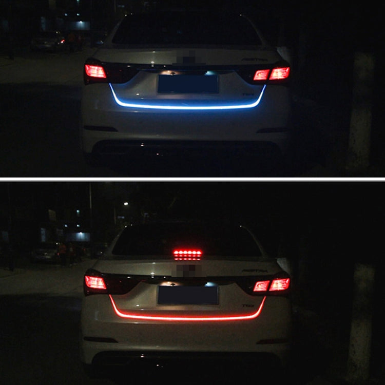 1.2m Car Auto Waterproof Universal Four Color Rear Flowing Light Tail Box Lights with Tail Light Controller, Ice Blue Light Driving Light, White Light Reversing Light, Red Light Brake Light, Yellow Light Turn Signal Light, LED Lamp Strip Tail Decoratio...