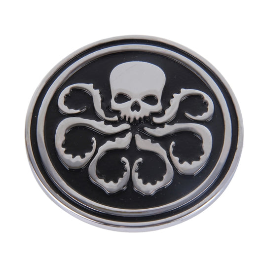 Skull Pattern Circular Shape Shining Metal Car Free Sticker