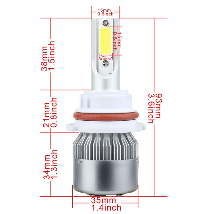 2 PCS 9007 18W 1800 LM 6000K IP68 Casnbus Constant Current Car LED Headlight with 2 COB Lamps, DC 9-36V, 9007