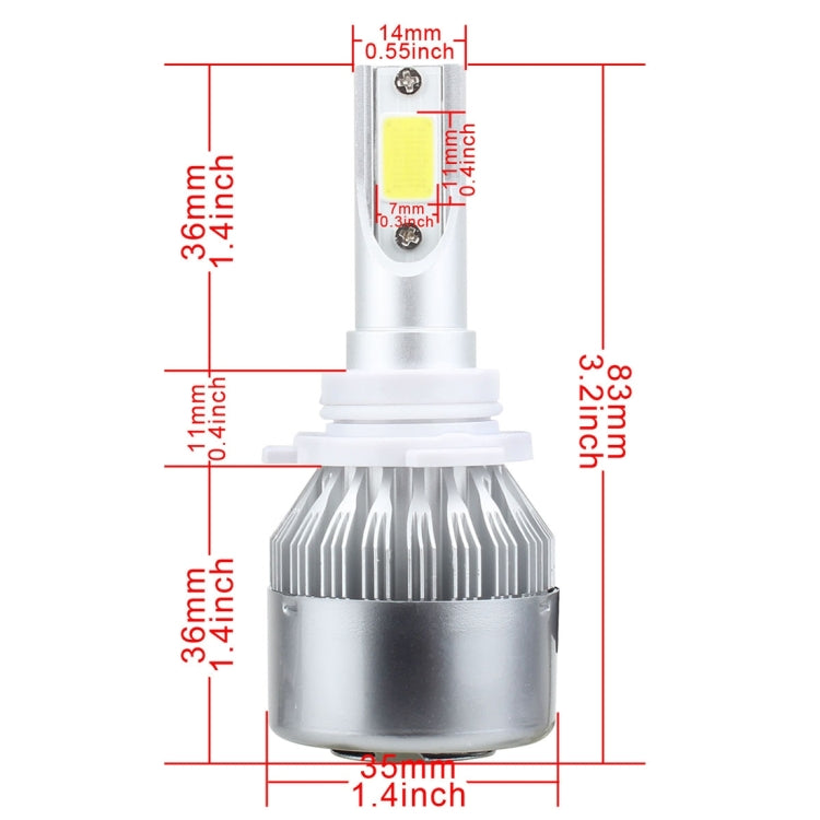 2 PCS 9006 18W 1800 LM 6000K IP68 Casnbus Constant Current Car LED Headlight with 2 COB Lamps, DC 9-36V, 9006