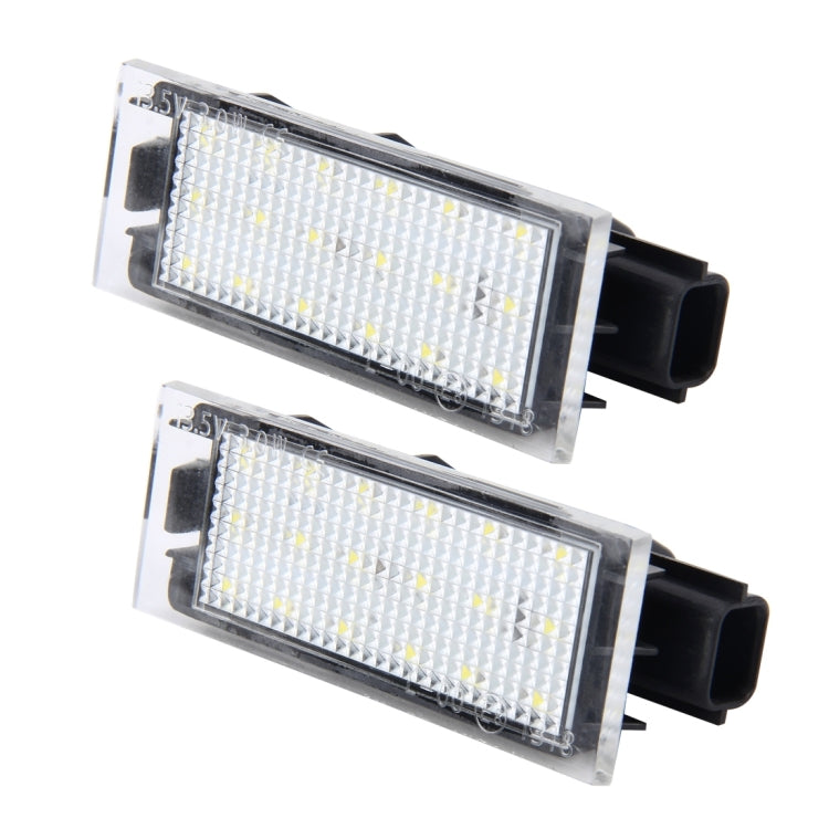 2 PCS License Plate Light with 18  SMD-3528 Lamps for Renault,2W 120LM,6000K, DC12V(White Light), For Renault