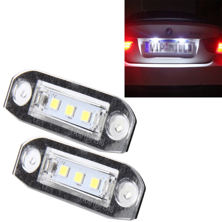 2 PCS License Plate Light with 3  SMD-5050 Lamps for Volvo,2W 120LM,6000K, DC12V(White Light), For Volvo
