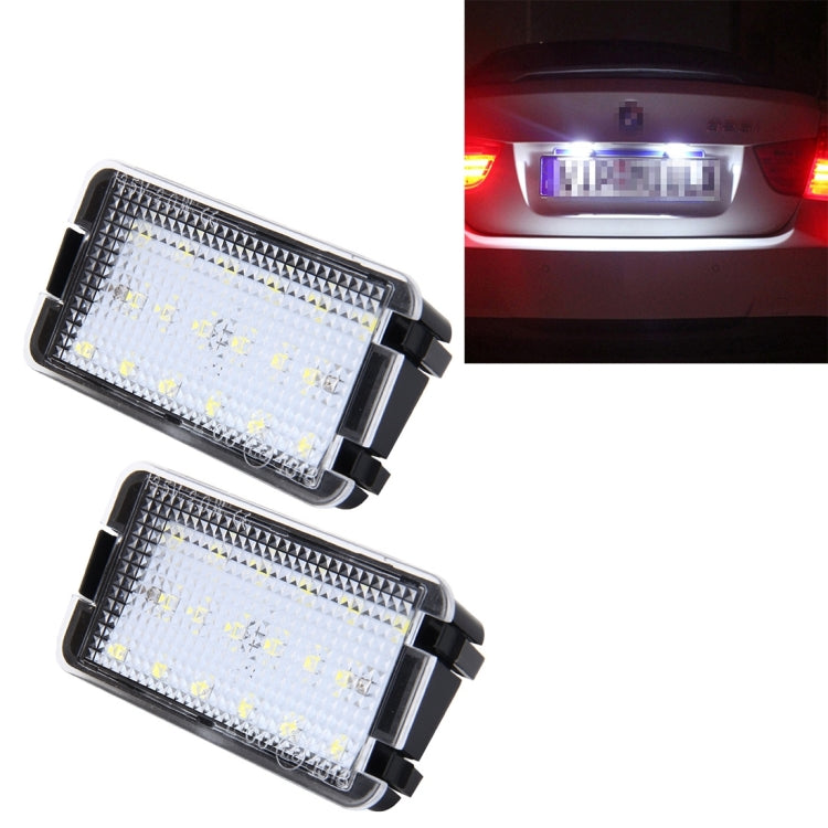 2 PCS LED License Plate Light with 18  SMD-3528 Lamps for Seat,2W 120LM,6000K, DC12V(White Light), For Seat