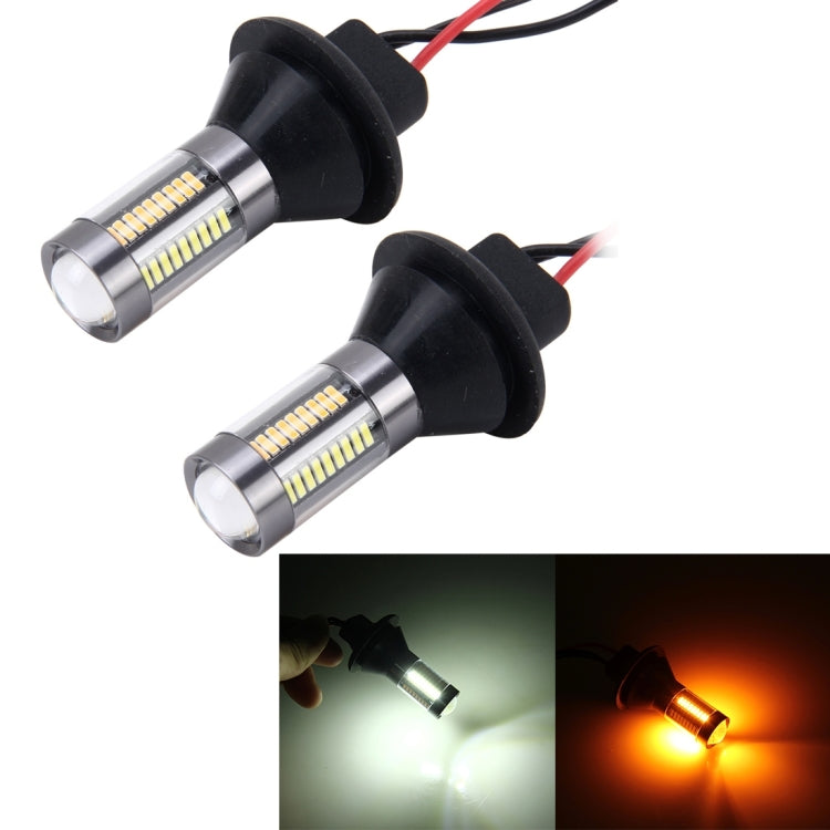 2PCS 1156/Ba15s 5W 300LM 66LEDs SMD-4014 Car Tail Bulb Turn Signal Auto Reverse Lamp Daytime Turn Running Light Car Source (White Light+ Yellow Light),Cable Lenght:1 m, 1156/Ba15s 5W