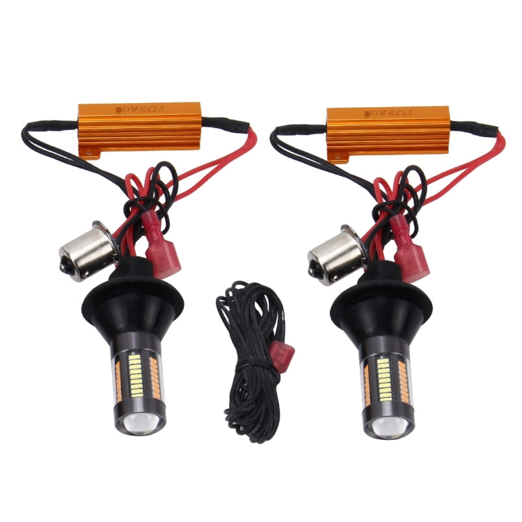 2PCS 1156/Ba15s 5W 300LM 66LEDs SMD-4014 Car Tail Bulb Turn Signal Auto Reverse Lamp Daytime Turn Running Light Car Source (White Light+ Yellow Light),Cable Lenght:1 m, 1156/Ba15s 5W