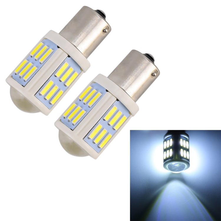 2 PCS 1156 / BA15S 4.5W DC 12V 6000K 290LM Car Auto Ceramics Turn Lights / Reversing Light 27LEDs SMD-7020 Lamps, with Projector Lens, 1156 / BA15S