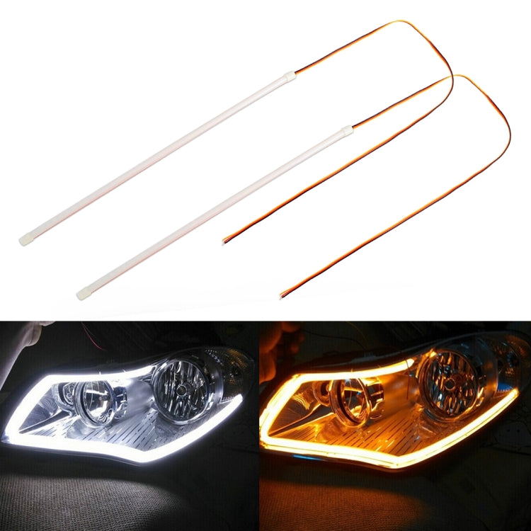 2 PCS 60cm DC12V 5W Ultra-thin Car Auto Double Colors Turn Lights / Running Lights (Turn Lights: Yellow Light; Running Lights: White Light), 60cm DC12V 5W