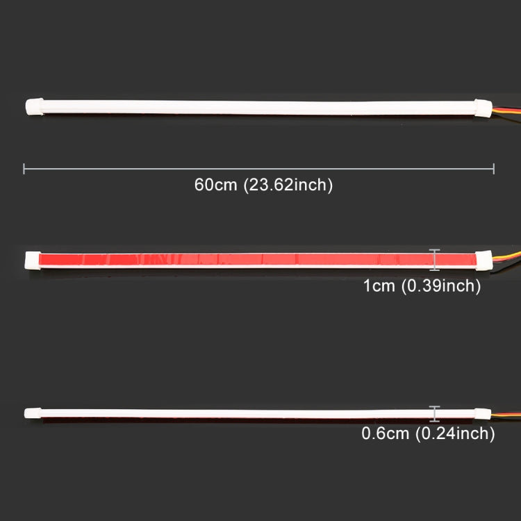 2 PCS 60cm DC12V 5W Ultra-thin Car Auto Double Colors Turn Lights / Running Lights (Turn Lights: Yellow Light; Running Lights: White Light), 60cm DC12V 5W