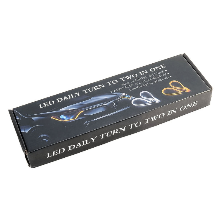 2 PCS 60cm DC12V 5W Ultra-thin Car Auto Double Colors Turn Lights / Running Lights (Turn Lights: Yellow Light; Running Lights: White Light), 60cm DC12V 5W