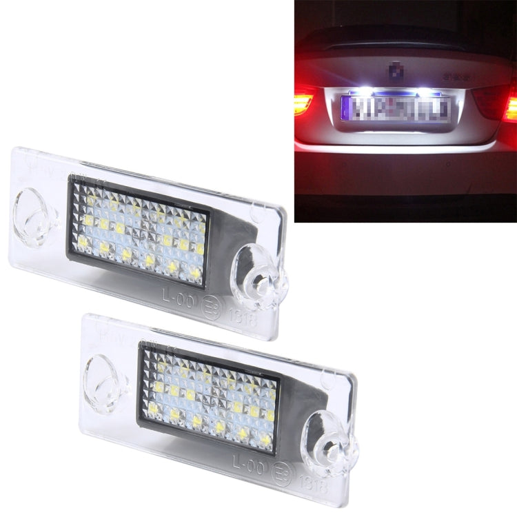 2 PCS License Plate Light with 18  SMD-3528 Lamps for Audi，2W 120LM, DC12V (White Light), For Audi  with 18 SMD-3528 Lamps