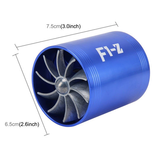 F1-Z Car Stainless Universal Supercharger Dual Double Turbine Air Intake Fuel Saver Turbo Turboing Charger Fan Set kit